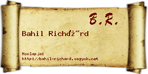 Bahil Richárd névjegykártya